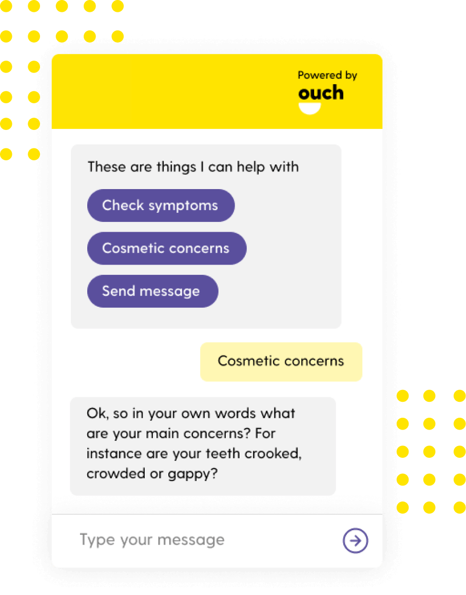 Dental AI Chatbot for Symptom checking, lead generation and customer service
